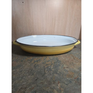 Vintage Yellow Enamel Casserole Dish Made in Italy